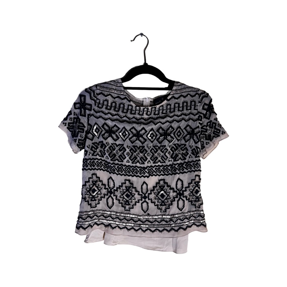 Needle and Thread printed and beaded crew neck t-shirt size medium